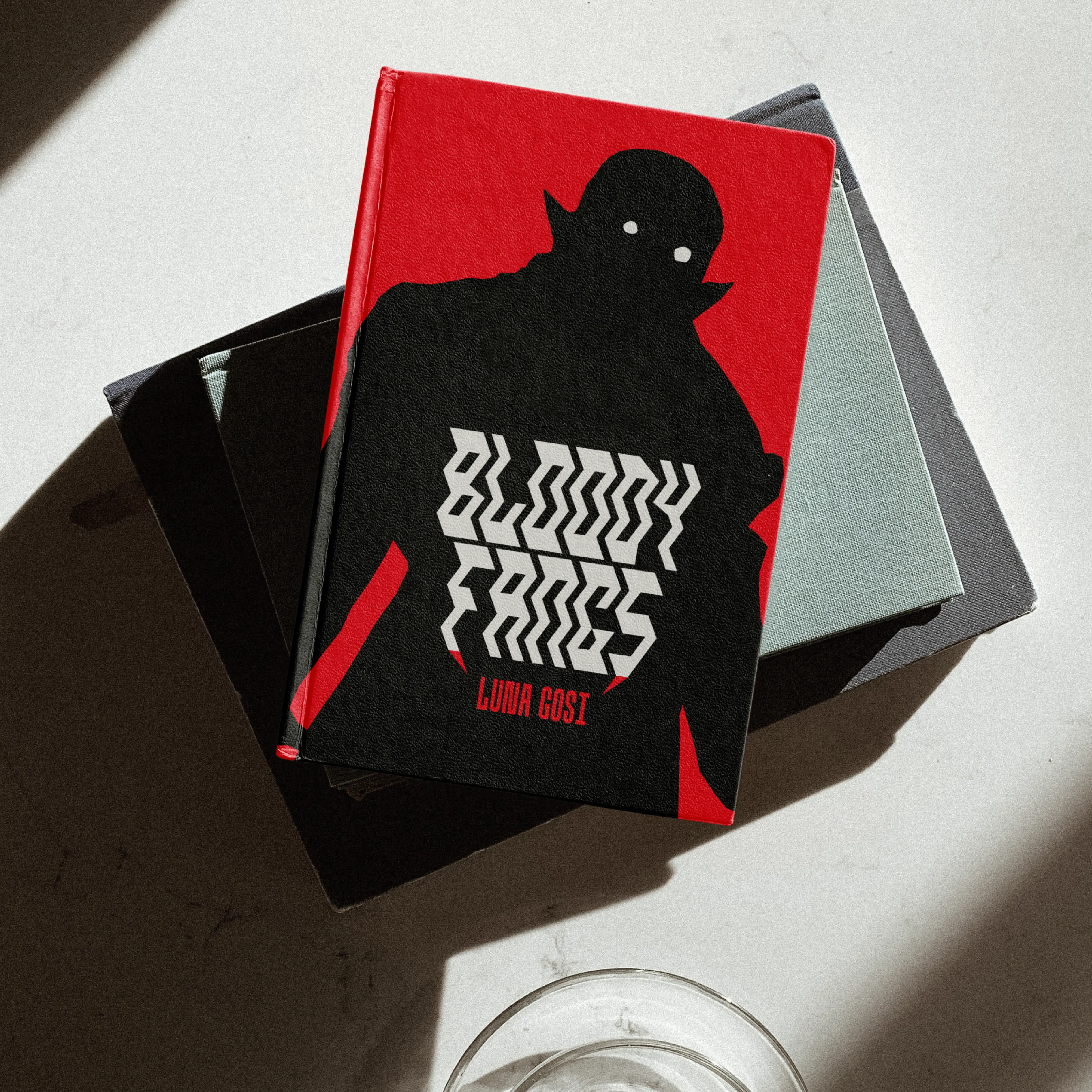 Book cover mockup with Brinca zigzag type and a red illustration.