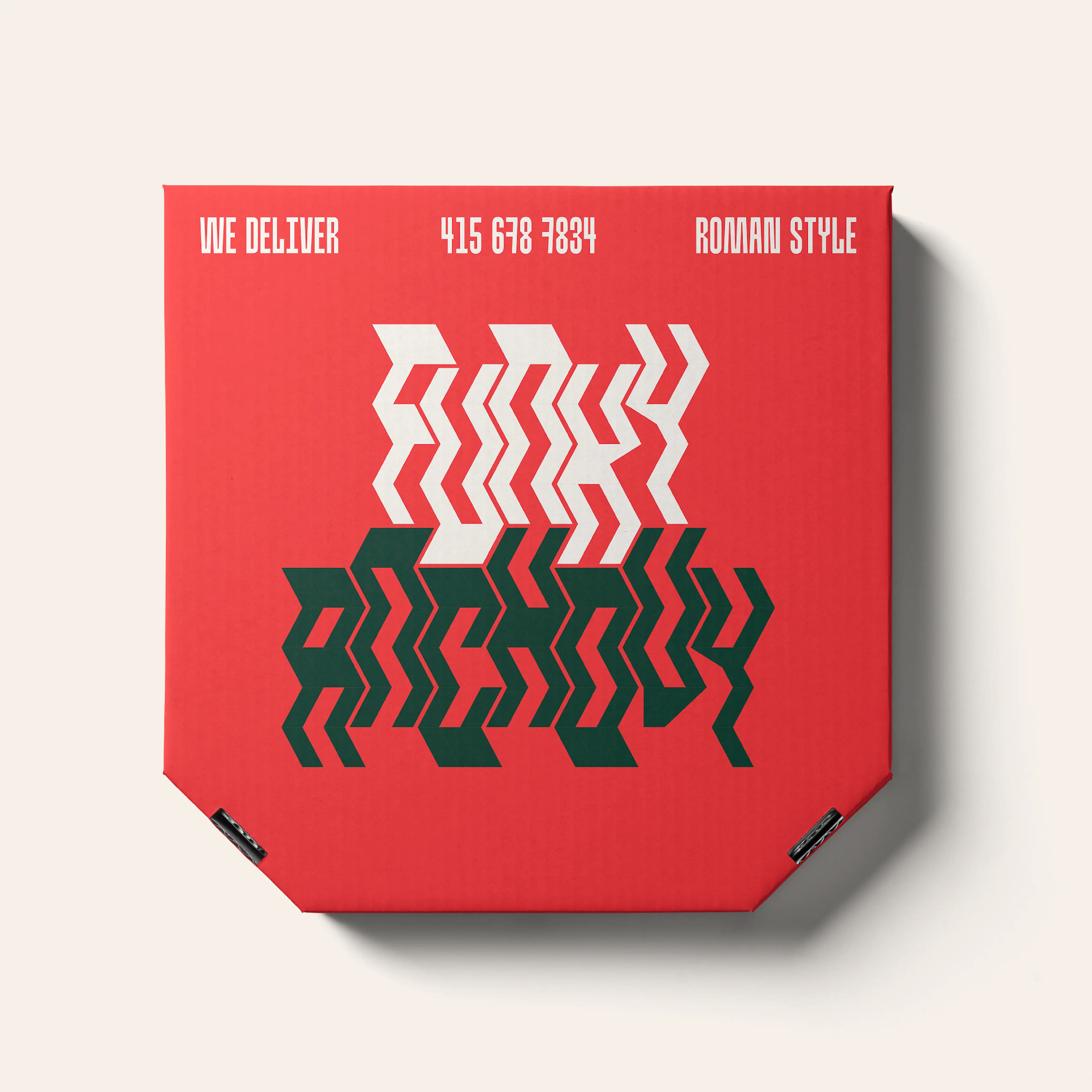 Hanging package label with Brinca zigzag lettering.