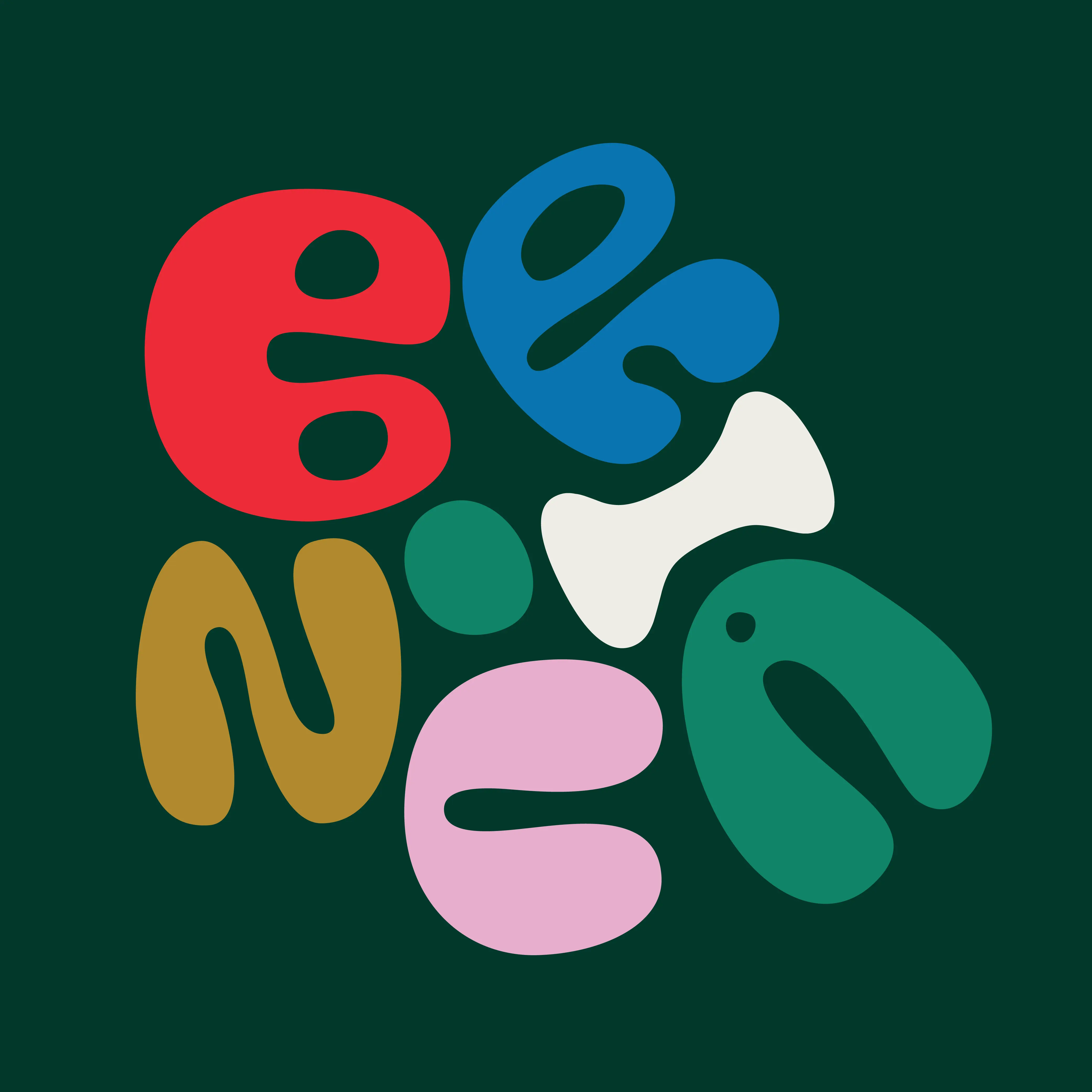 Brinca specimen spelling zoom in rounded colorful letters.