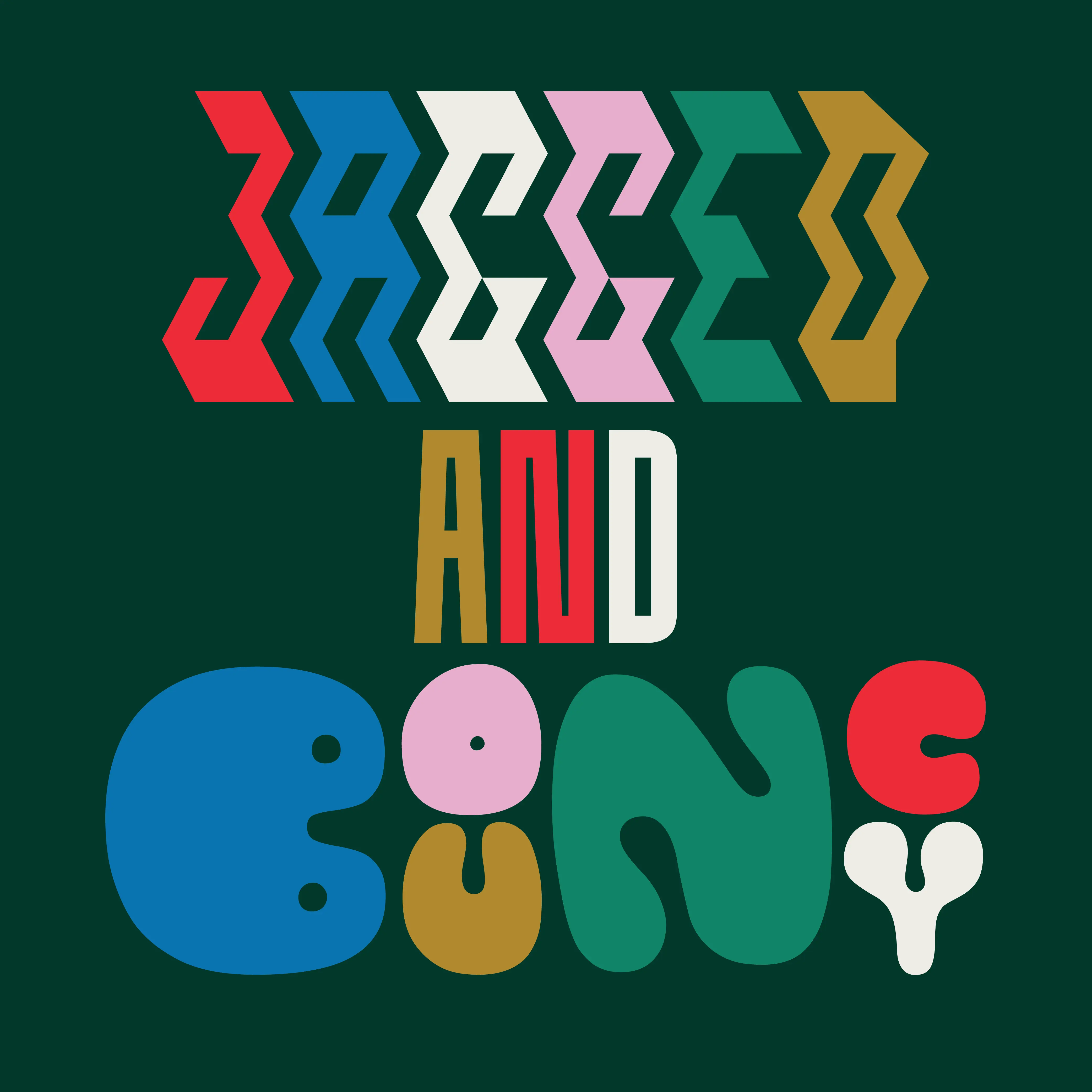 Brinca specimen reading Zigzag and Bouncy in multicolor type.